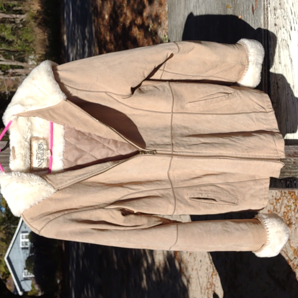 New York classics camel leather coat